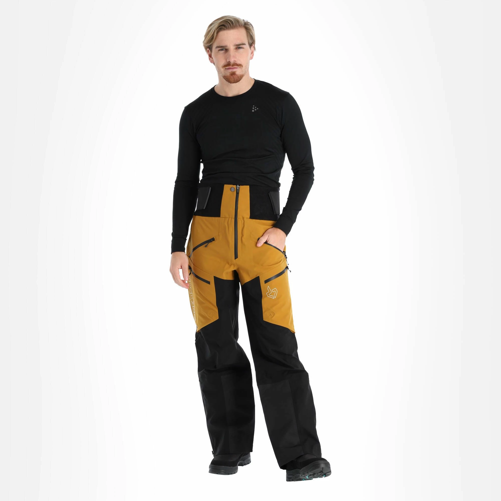 Rock Experience, Snowmass Hardshell Ski Pants Men Caviar Golden Brown